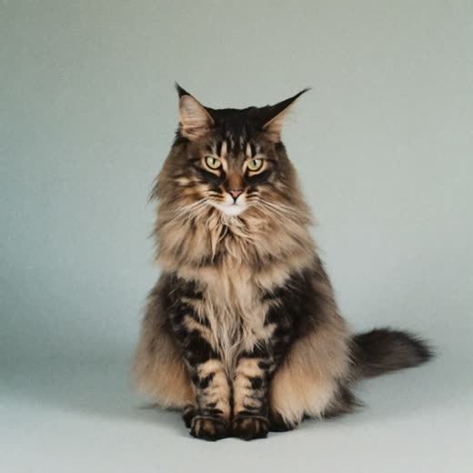 A long-haired cat with a brushed-out coat